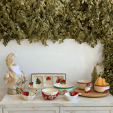 Petisqueira Retangular Tripla de Cerâmica Natalina 35cm x 16cm x 3,5cm - Ela Decora